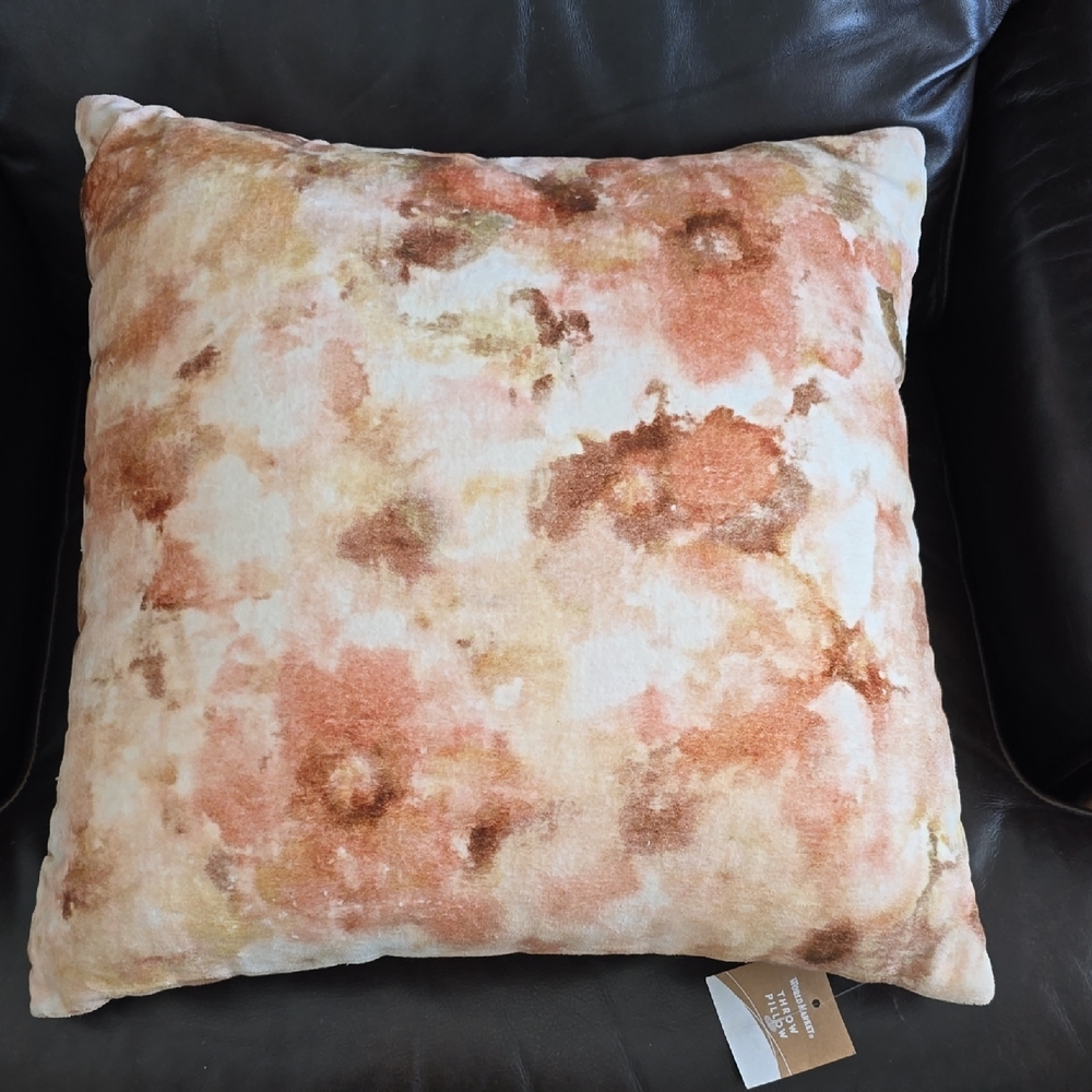 Cost Plus World Market Artistic Orange and Cream Pillow